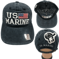 Image 1 of US Marine/US Flag Polo Style Hat,  Embroidered Polo, Custom Caps, US Marine Baseball Hat