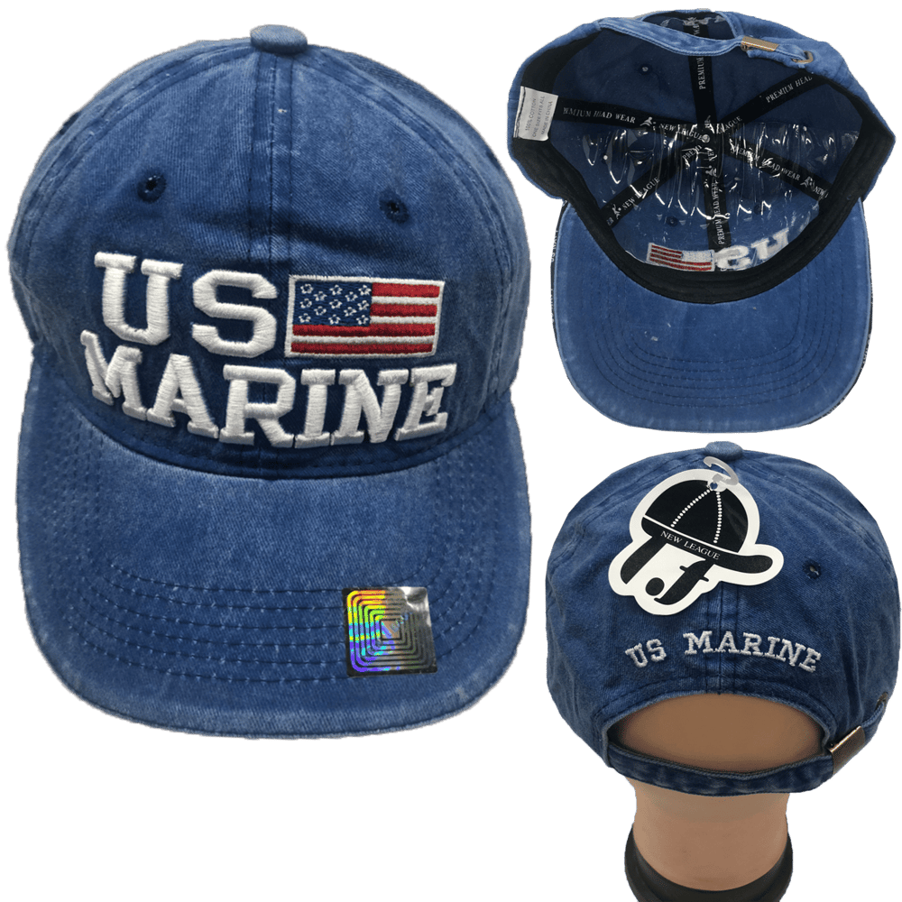 US Marine/US Flag Polo Style Hat,  Embroidered Polo, Custom Caps, US Marine Baseball Hat