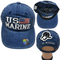 Image 2 of US Marine/US Flag Polo Style Hat,  Embroidered Polo, Custom Caps, US Marine Baseball Hat