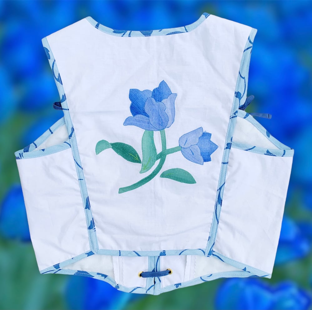 Image of Front Tie Corset Top // Blue Tulips