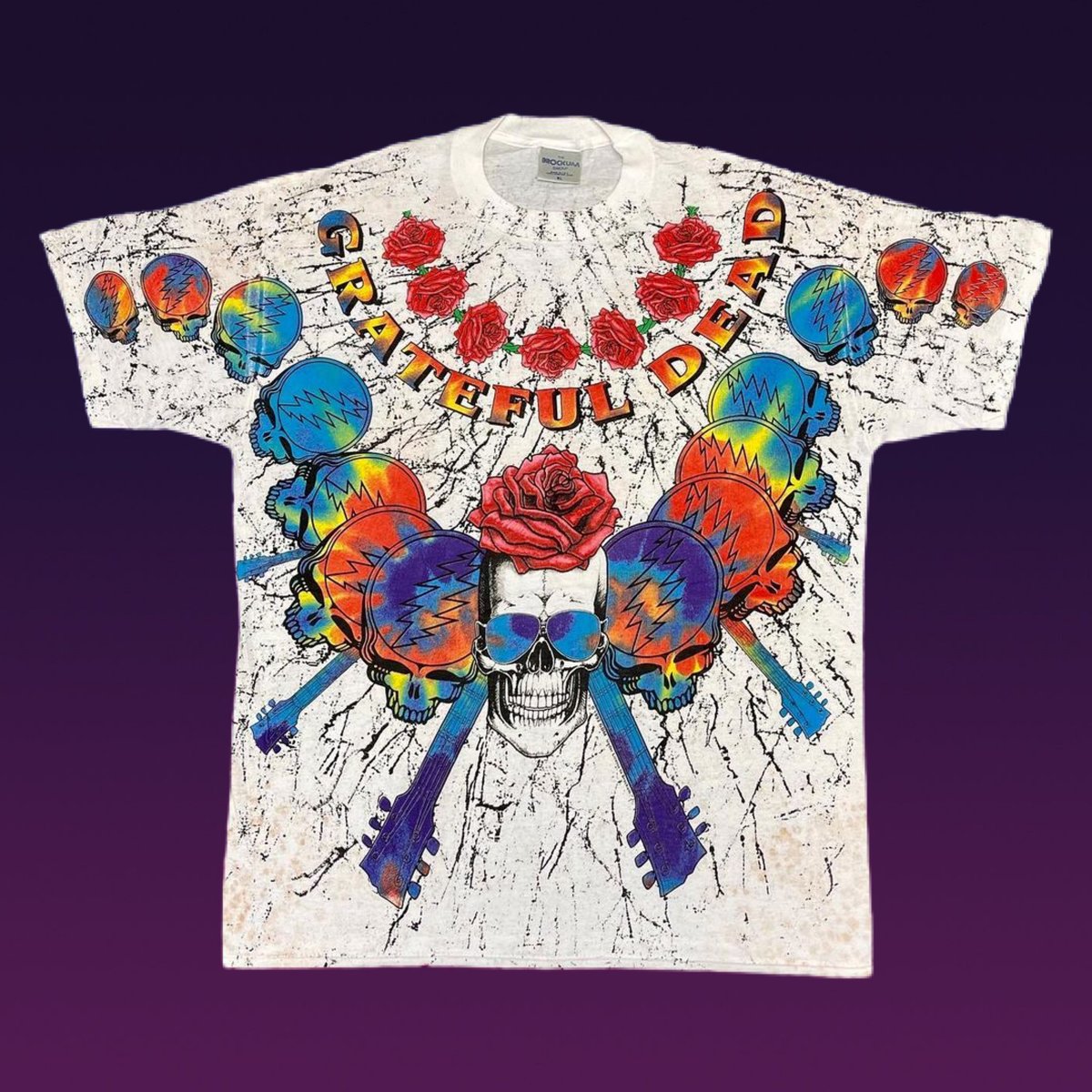 Original RARE Vintage Grateful Dead 1992 Roses & Guitar All Over Tee! X-Large
