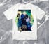 ‘indigo skies’ – vibrant collage art t-shirt, white Image 2