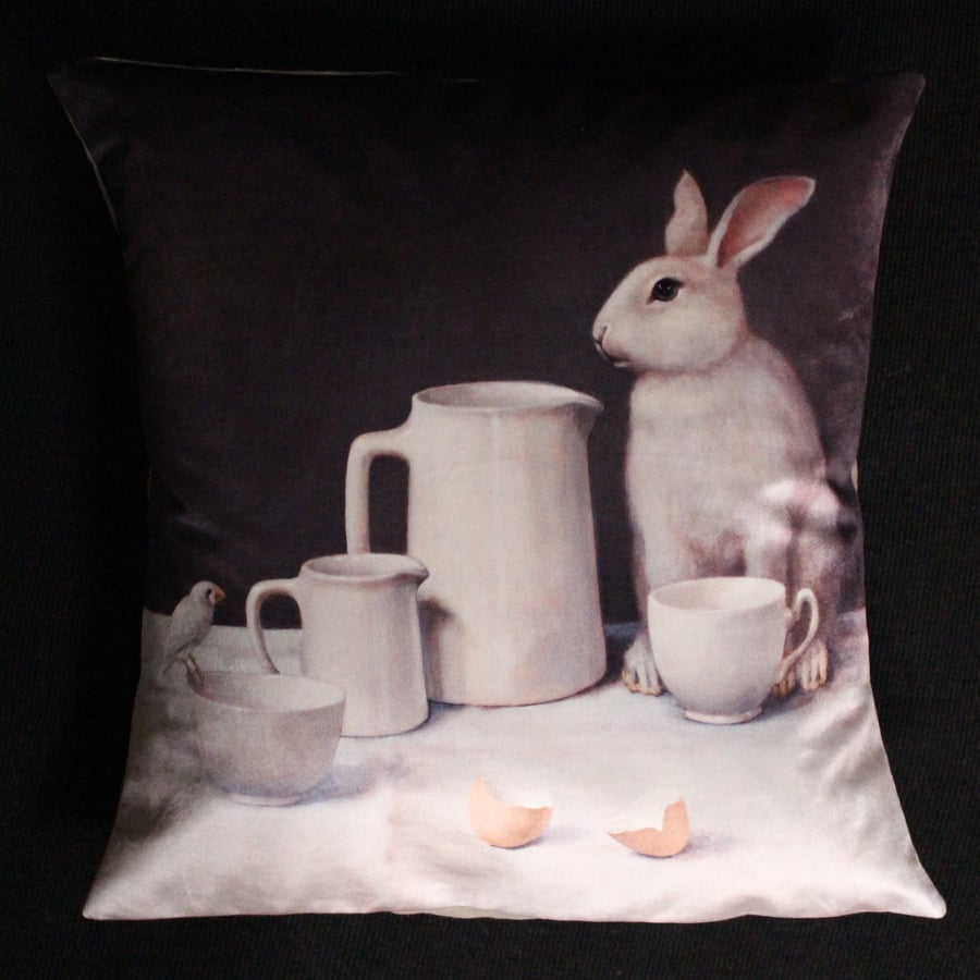 Image of Velvet White Rabbit Cushion