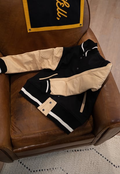 Image of Black & Cream Varsity Jacket
