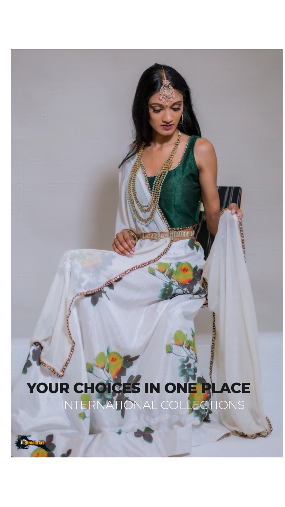 Image of GREEN LENGHA WITH ELEGANT FINISHI