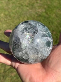 Image 2 of Green Fluorite Sphere With Rainbows #2179