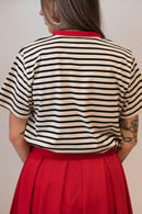 Image 4 of T-Shirt a righe bordo rosso