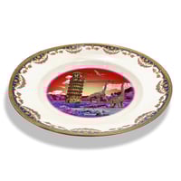 Image 2 of Ricordi di Pisa RED - Pisa Tower - Vintage Spanish fine china Plate - #0708