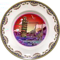 Image 1 of Ricordi di Pisa RED - Pisa Tower - Vintage Spanish fine china Plate - #0708