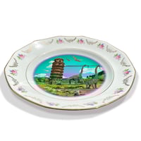 Image 2 of Ricordi di Pisa Cyan - Pisa Tower- Vintage French Porcelain Plate - #0732