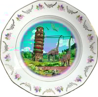 Image 1 of Ricordi di Pisa Cyan - Pisa Tower- Vintage French Porcelain Plate - #0732