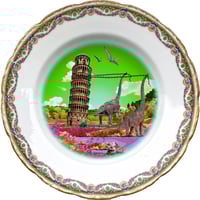 Image 1 of Ricordi di Pisa - Pisa Tower - Vintage French Porcelain Plate - More than 120 Years Antique - #0709