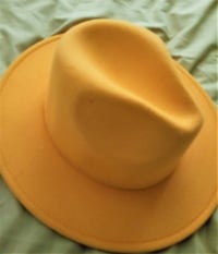 Image 1 of Yellow with RedBottom Fedora