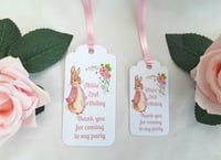 Image 1 of Personalised Flopsy Favour Tags,Flopsy Rabbit Theme,Peter Rabbit Tags,Peter Rabbit Party Bag Tags
