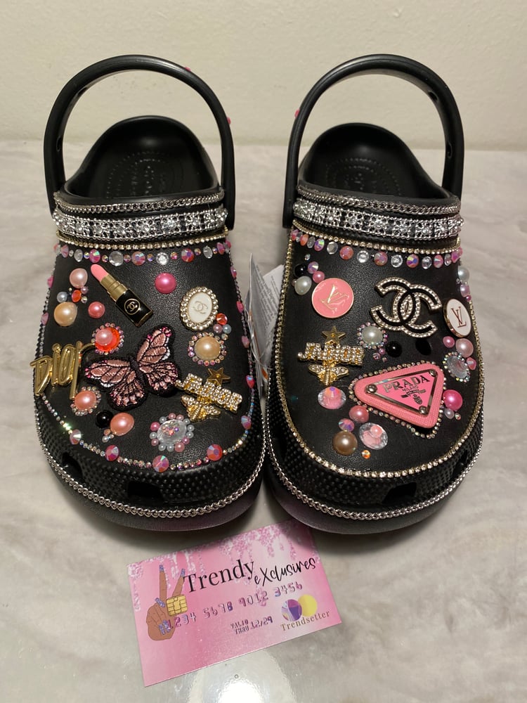 Image of “Pops Of Pink” Customized Crocs 