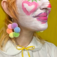 Image 3 of Pastel Rainbow Hoop of Fluffs Earrings