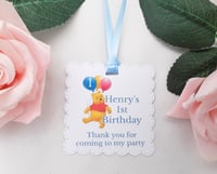 Image 1 of Personalised Winnie the Pooh Favour Tags, Winnie the Pooh Theme, Winnie the Pooh Tags, Winnie Pooh