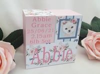 Image 2 of Personalised snow babies animal blocks,baby announcement blocks,new baby gift,baby snow babb nursery