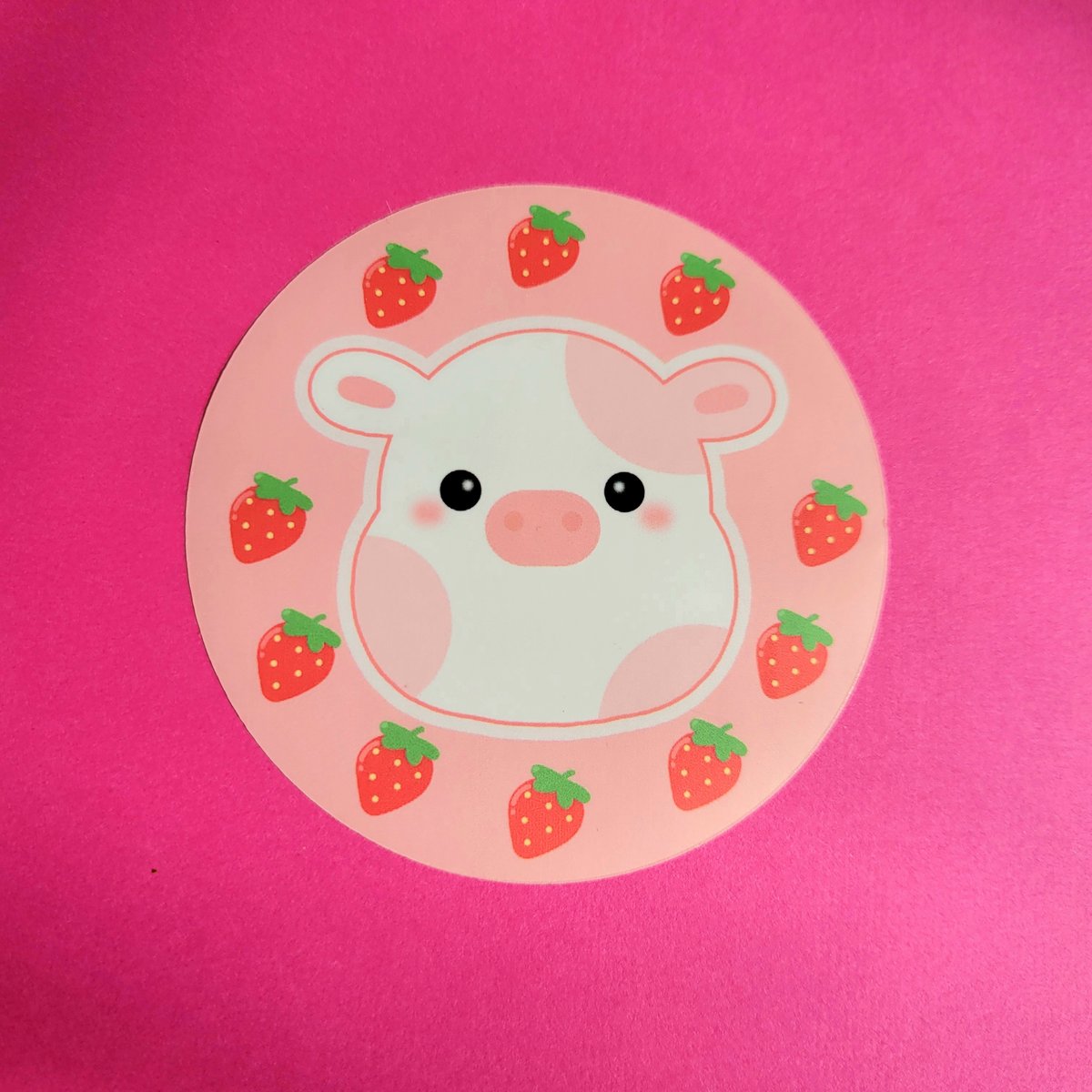 strawberry cow Sticker for Sale by sadiefarrer