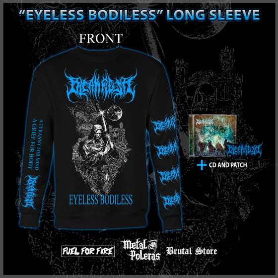 Image of *PRE ORDER* EYELESS BODILESS LONG SLEEVE + CD, EMBROIDERED PATCH BUNDLE