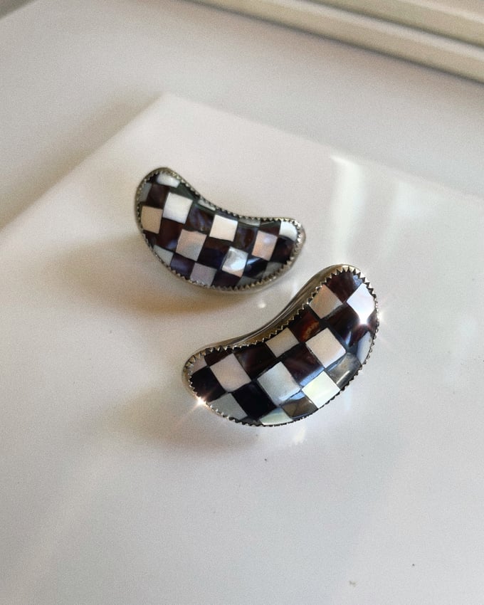 Image of Checkered Moon Studs