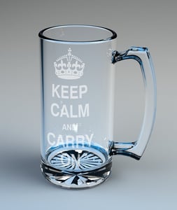 Image of Keep Calm and Carry On Engraved Tall Glass Mug