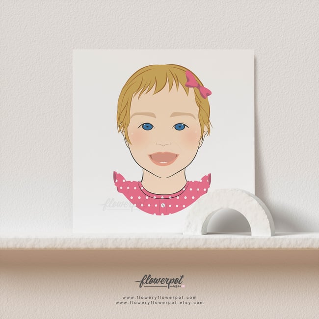 Custom Baby Portrait Illustration, Commission Character Digital, Birthday Gift