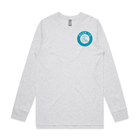 Long Sleeved Tee - Blue on White Marle