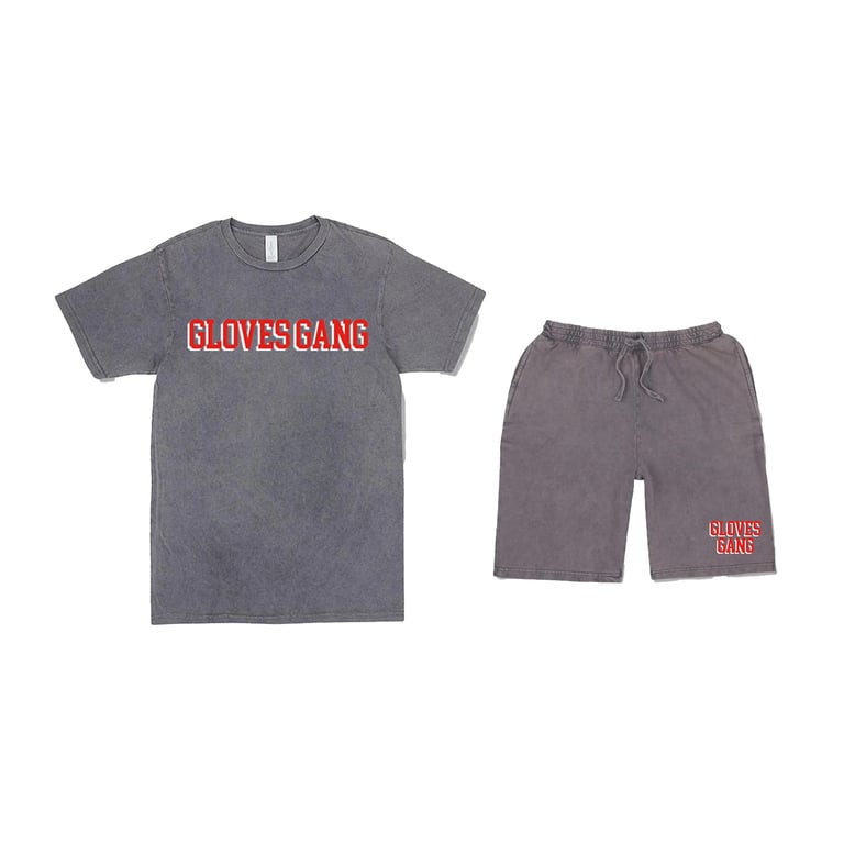 GLOVESGANG VINTAGE T-SHIRT & SHORT SET (GRAY)