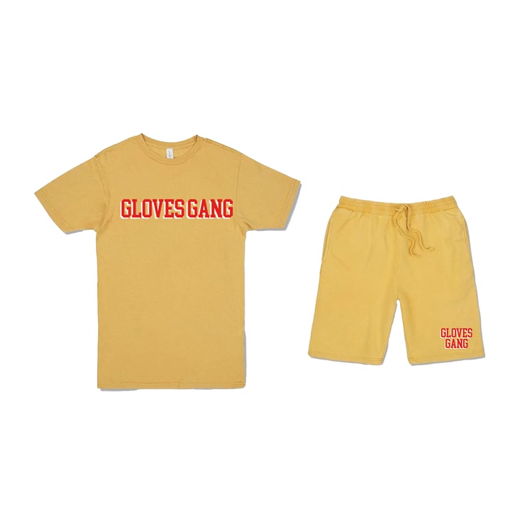 GLOVESGANG VINTAGE T-SHIRT & SHORT SET (YELLOW)