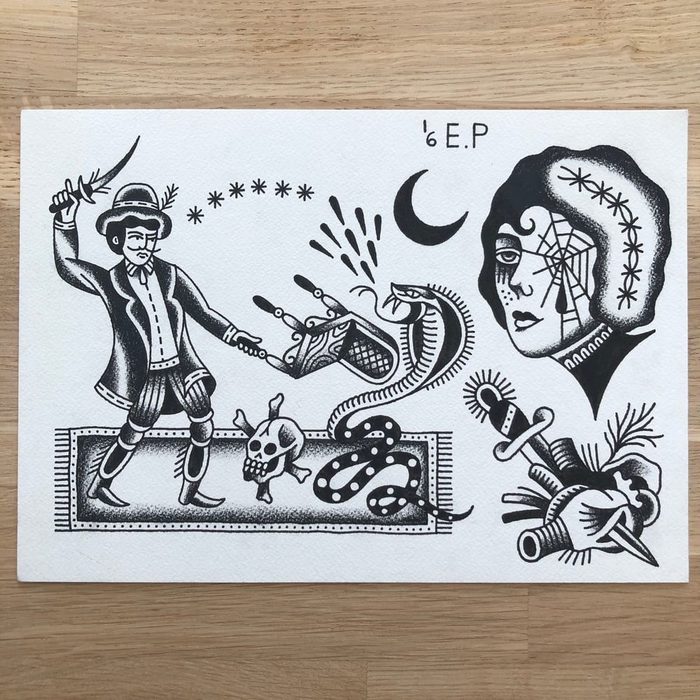 Image of The snake tamer - Original drawing