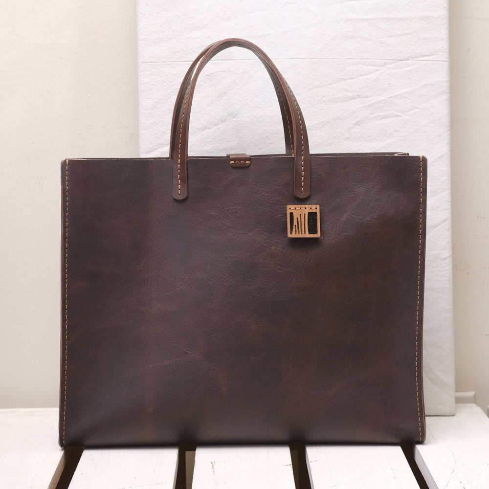 Image of Hand Held Boxy Tote in  dark brown