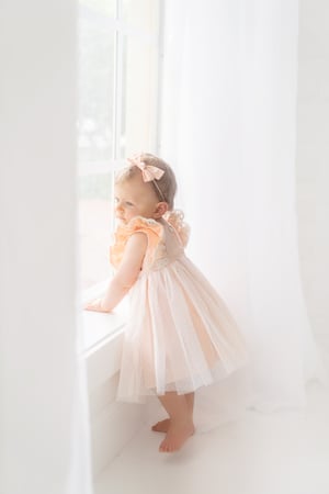 Image of Special occasion dress in peach 