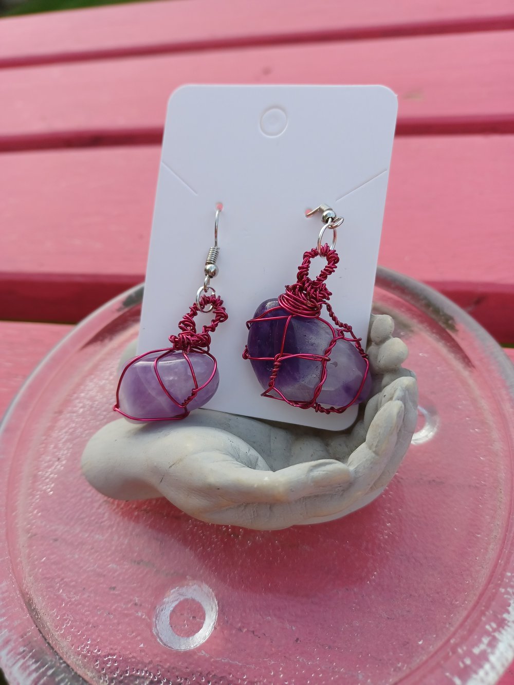 Image of Tumbled Stone Wire Wrapped Earrings
