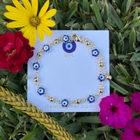  Evil Eye Anklet - Flowers (Blue)