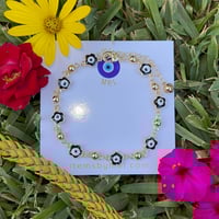 Evil Eye Anklet - Flowers (Black)