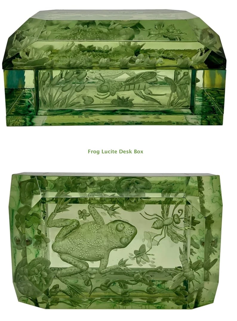 Image of Lucite Desk Boxes - 5 designs (Shark, Bat, Owl, Frog, Lucky Rabbit)