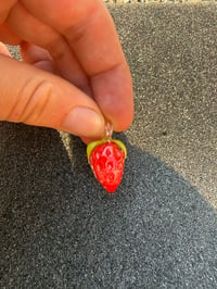 Image 2 of 3 leaf Red strawberry pendant 