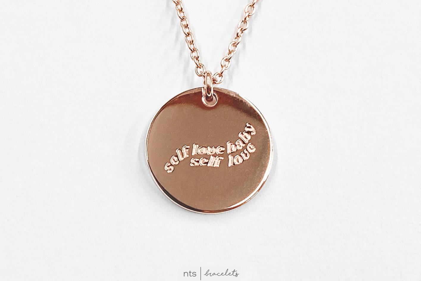 Image of SELF LOVE BABY SELF LOVE NECKLACE (Mini Circle Pendant + Rose Gold)