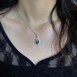 Image of Labradorite Moonstone rose cut celtic knot silver necklace
