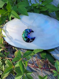 Image 1 of Titanium aura crescent moon necklace