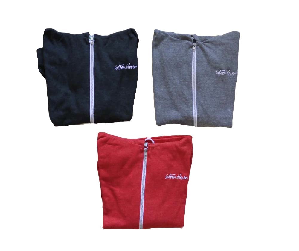 Image of sixteen/eleven basics embroidered zip up hoodies