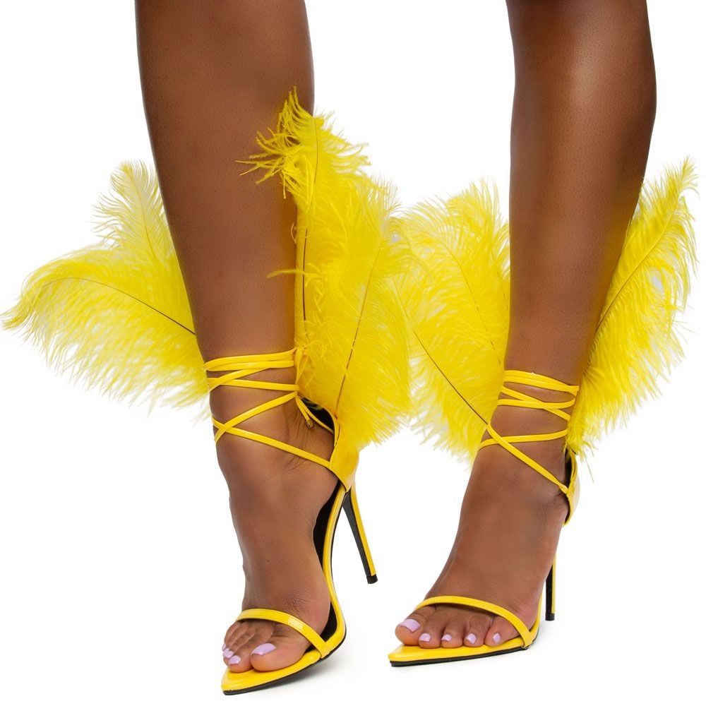 Image of The Jhasmen' Feather Heel-Yellow **SPECIAL PRICE**