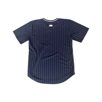 Image 2 of Navy Pinstripe Cambodia V-neck Basball Jersey