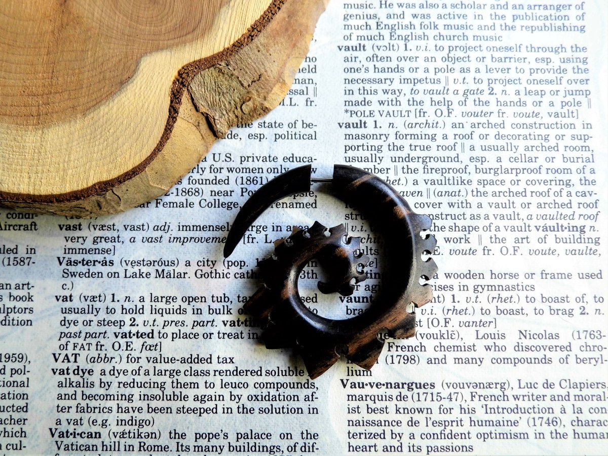 Unisex Spiral Wood Organic Earring Faux Gauge