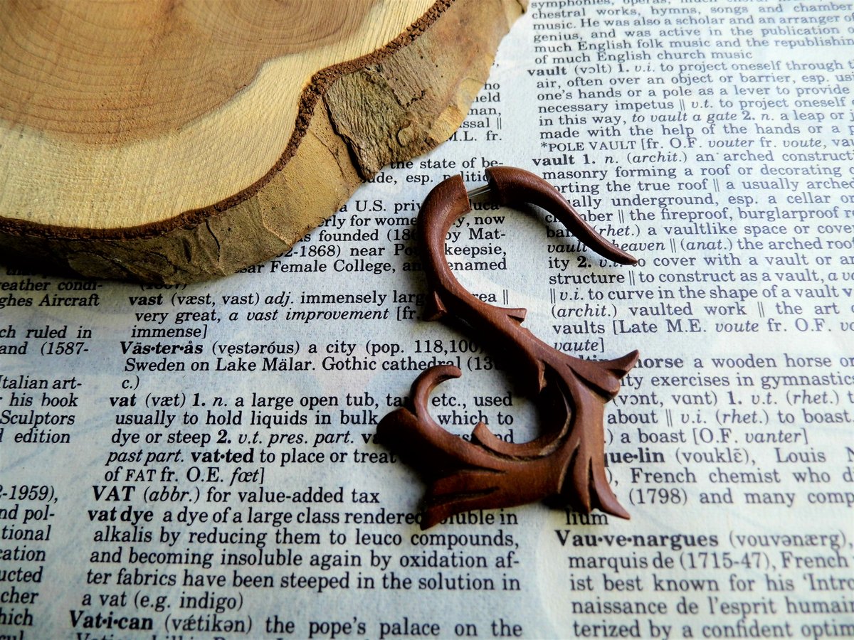 Wood Organic Earring Faux Gauge Men Women