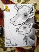 Image 1 of Love all animals A5 print