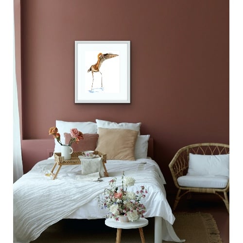 Image of Egret in the city, nature-inspired watercolor artwork