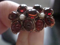 Image 4 of VINTAGE 1970S 9CT CABOCHON GARNET AND PEARL FLOWER STUDS EARRINGS