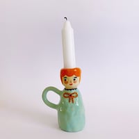 Image 1 of Candle Stick Holder- Lady In Blue